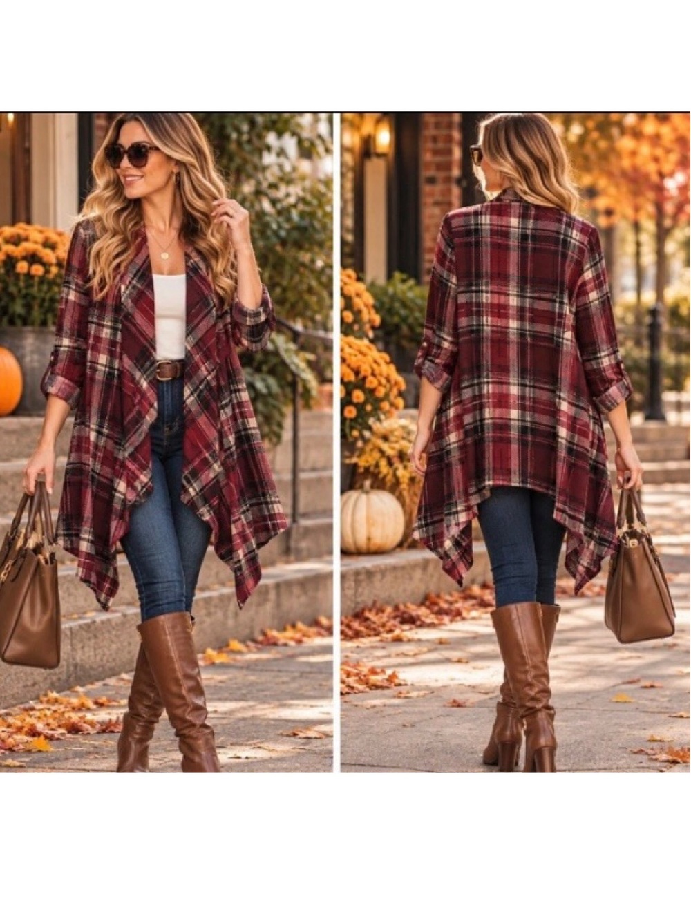 🎄🧑‍🎄 NEW YORK LAUNDRY Burgundy Plaid Open Front Flyway Draped Jacket NWT 1X